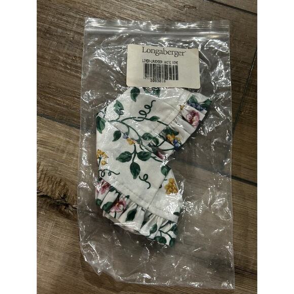 Longaberger‎ Lavender Basket Liner WHITE VINE floral NEW ruffles fabric - Picture 1 of 1